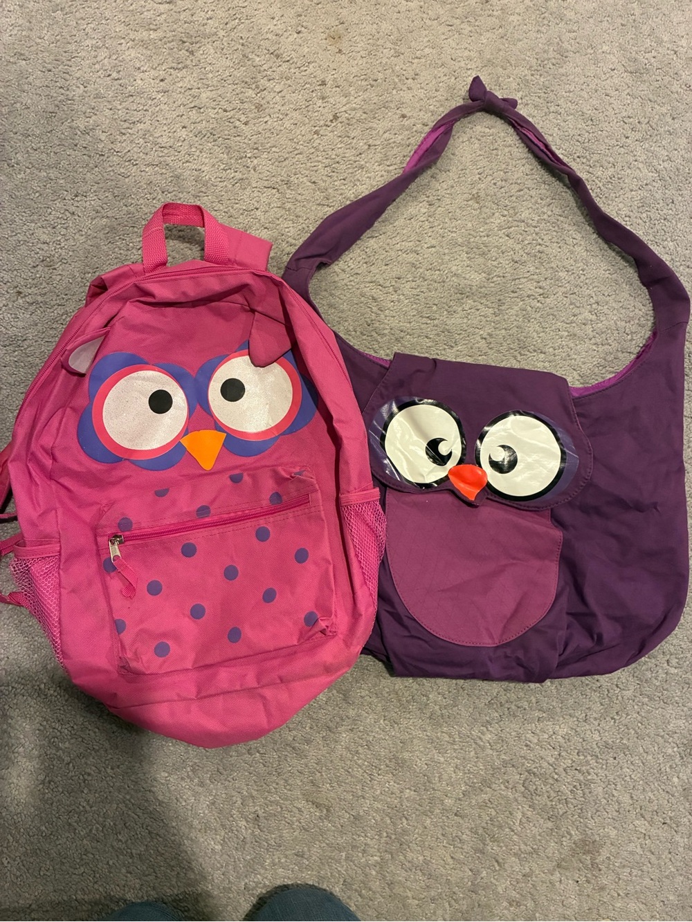 Owl Bookbag and Owl Crossbody Bag